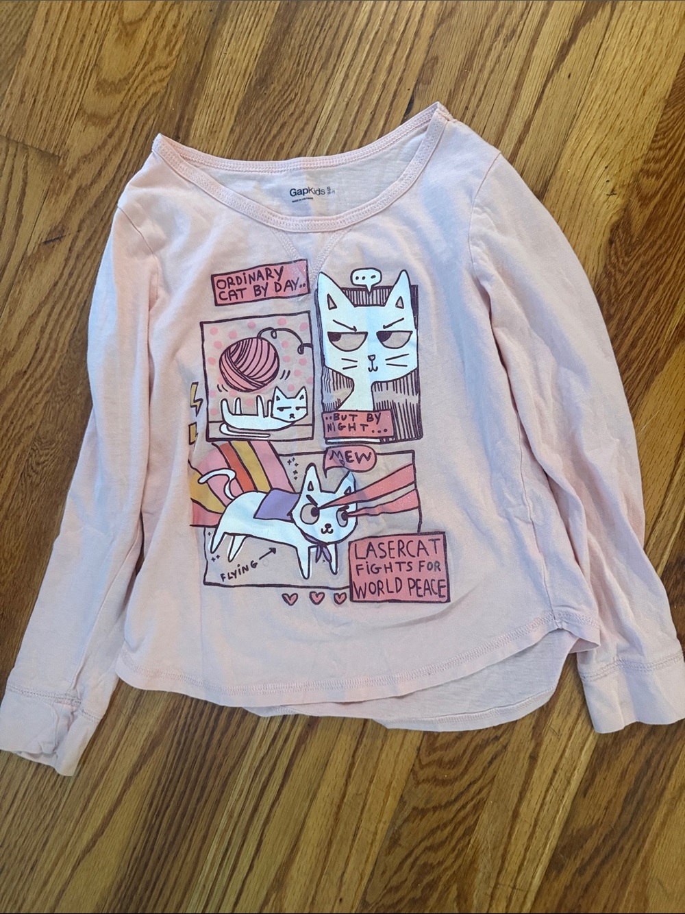 GAP Light Pink Lasercat Graphic Long-Sleeve Tee